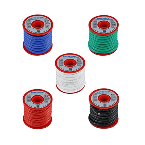 BNTECHGO 8 Gauge Silicone Wire Kit 5 Color Each 10 ft Flexible 8 AWG Stranded Tinned Copper Wire - color: 5 colors, size: 8 AWG 10 ft per color