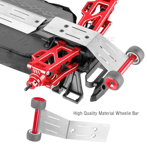 Wheelie Bar Set Upgrades Part for 1/16 Mini Maxx 4WD RTR Brushless Monster Truck (#107154-1),RC Aluminum Wheelie Bar Set Hop Up,Red - color: Red - (Wheelie Bar Set)