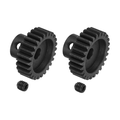 MECCANIXITY 2 Pcs RC 32P Hardened Pinion Gear 5mm Shaft, 26T Motor Gears Carbon Steel for 1/10 RC Model Car Boat Drone - style: 26T