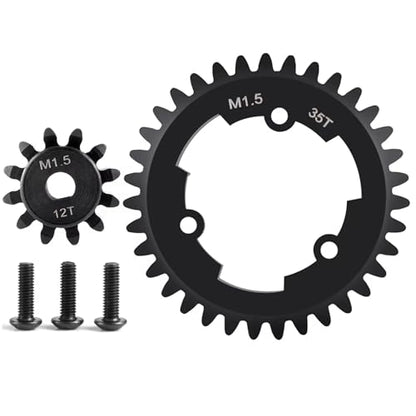 RC Car Assortment for X-MAXX 6S 8S for Monster 1/5 RC Truck Upgrade Parts Steel 1.5M 35T Spur Gear and 12T Pinion Motor Gears
