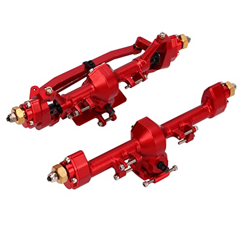 RiToEasysports SCX24 Portal Axle Upgrade Kit, CNC Machined Aluminum Alloy Front Rear Axle Assembly with Hardened Steel Gears for Axial 1/24 RC Crawler Car (Red) - color: Red