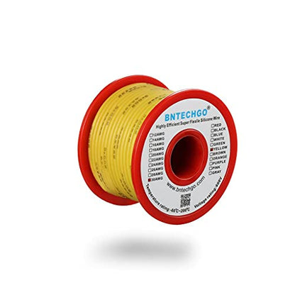BNTECHGO 30 Gauge Silicone Wire Spool 50 ft Yellow Flexible 30 AWG Stranded Tinned Copper Wire | Flexible 30 AWG Stranded Wire Silicone Rubber Insulation For RC Models, Drone, Robot, LED Lighting Systems, 3D Printer, DIY - size: 30 gauge silicone wire 50f