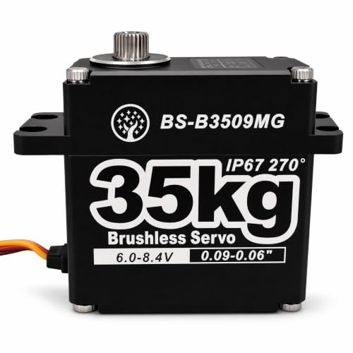 35KG Brushless Large Torque HV Full Metal Gear IP67 Waterproof Steering Digital Servo with 25T Servo Horn for RC Car Robot Boat Truck Robot Parts (BS-B3509MG-270 Degree) - color: Bs-b3509mg-270 Degree
