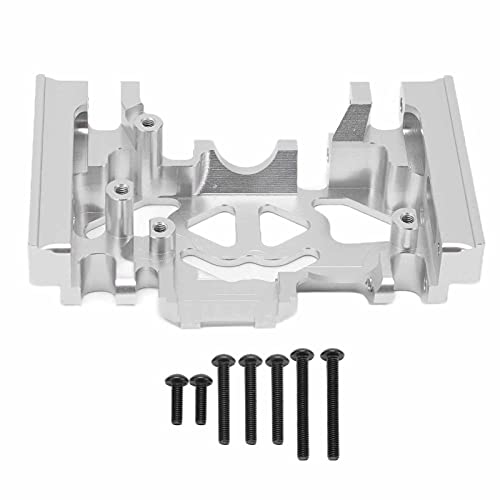 Aluminum Alloy Center Skid Plate, Gearbox Mount Gear Box Base Medium Mount Chassis Skid Plate Upgrade Parts for TRAXXAS 1/10 RC Crawler Car Accessories, Sliver