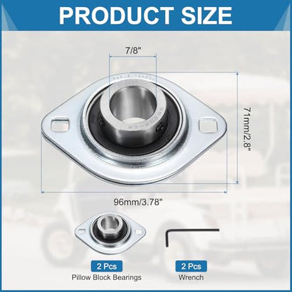 uxcell 2Pcs SBPFL205-14 Pillow Block Bearings 7/8" Bore Bearing Units Steel Flange Mounted Bearing Housing with Wrench - size: SBPFL205-14 (7/8" ID)