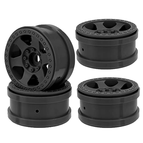 4PCS Plastic 2.2 Inch Beadlock Wheel Rim Wheel Hub 12mm Drive Hex Compatible with 1/10 RC Crawler Car for Axial SCX10 90046 TRX4 Wraith RR10 Capra (Black) - color: Black