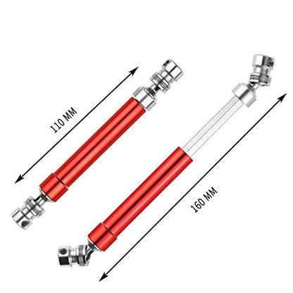2 Set Metal CVD Drive Shaft 110-160Mm for 1/10 RC Rock Crawler SCX10 90046 Trx4,Red & Silver