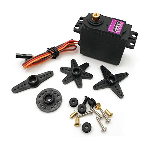 Treedix 2 pcs MG996R Servo Motor Metal Gear High-Torque Servo Motor for Smart Car Robot Boat RC Helicopter Mechanical arm Fittings(Control Angle 360)