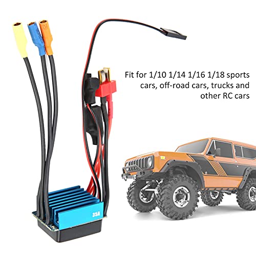 RC 35A Sensorless Brushless ESC Speed Controller, Waterproof 35A ESC for 1/10 1/14 1/16 1/18 RC Car, High Performance 4 Poles ESC with Overheat Protection and Splash - Proof Design