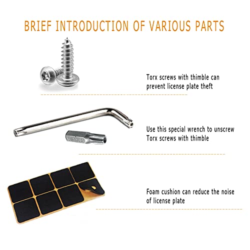 Anti Theft License Plate Screws, Anti Theft License Plate Frame Bolts Tamper Resistant Fasteners, Stainless Steel License Plate Screws, 1/4"(M6) Security Screw Set for Car License Plates - color: style 1