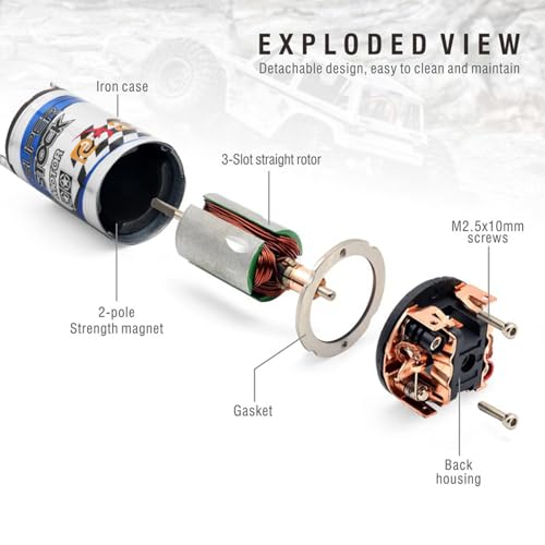 550 37T Brushed Motor Waterproof Stainless Steel Shell Large Torque RC Motor Replacement for Slash TRX4 TRX6 G63 ARRMA AXIAL RC Crawler - size: 37 T
