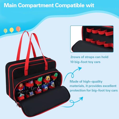 Carrying Case for 40 Monster Jam Trucks, Kids Toy Truck Storage Compatible with 40 Monster Jam Trucks, Holding for 1:64 Scale Monster Jam Trucks (Red) - color: Red
