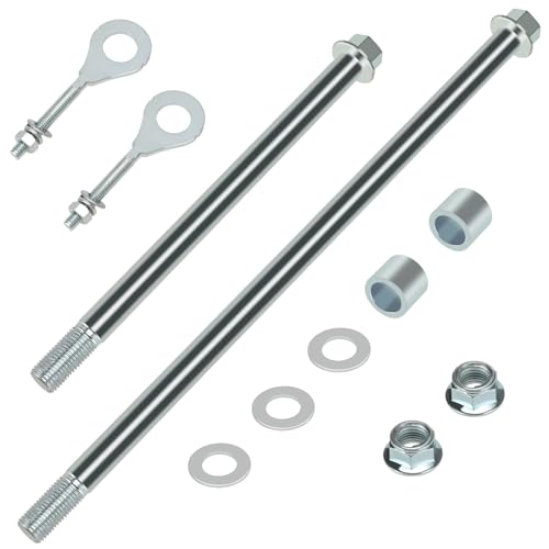 CT200U-EX 14mm 290mm Rear Wheel Axle Kit 300mm Mini Bike Front Axle | Mini Bike Front and Rear Axle Compatible with Coleman BT200X 196CC 200CC Minibike Parts 15mm Chain Adjuster - size: 290mm rear axle + 300mm front axle