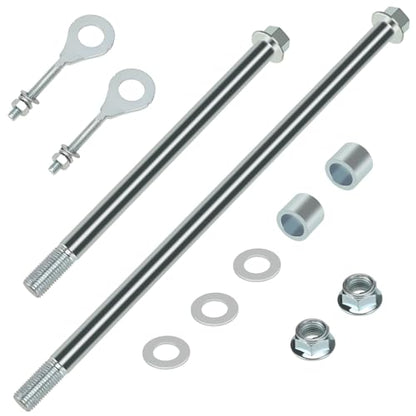 CT200U-EX 14mm 290mm Rear Wheel Axle Kit 300mm Mini Bike Front Axle | Mini Bike Front and Rear Axle Compatible with Coleman BT200X 196CC 200CC Minibike Parts 15mm Chain Adjuster - size: 290mm rear axle + 300mm front axle