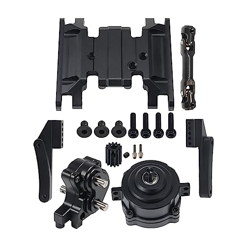 SCX10 II Planetary Gearbox Transfer Case Short Drive Shaft Skid Plate Front Motor Mount for 1/10 RC Crawler Chassis SCX10 II Upgrades Accessories (Black)