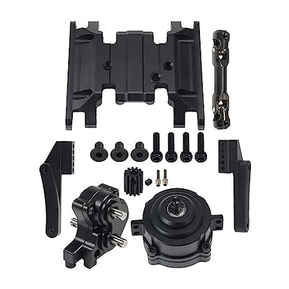 SCX10 II Planetary Gearbox Transfer Case Short Drive Shaft Skid Plate Front Motor Mount for 1/10 RC Crawler Chassis SCX10 II Upgrades Accessories (Black)
