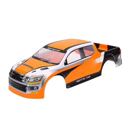 RC Car Body Shell 1/10 Scale Universal Painted Precut Modification 26cm Wheelbase for Pickup Truck (Orange) - color: Orange