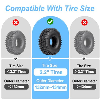 Soft 2.2" Silicone Tire Inserts for RC Crawlers, 4-Pack — Fits 132–134 mm 5.25" OD, 125×45 mm — Waterproof, Sidewall Stabilization, Traction and Climbing Control (Blue) - color: Blue