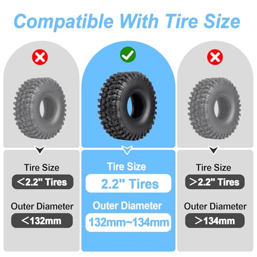 Soft 2.2" Silicone Tire Inserts for RC Crawlers, 4-Pack — Fits 132–134 mm 5.25" OD, 125×45 mm — Waterproof, Sidewall Stabilization, Traction and Climbing Control (Blue) - color: Blue
