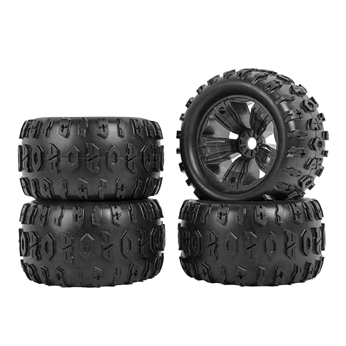 17mm Hex RC Wheels and Tires 4PCS RC Truck Buggy 3.8 Tires Wheels for 1/8 1/10 Scale Arrma Kraton Notorious Outcast Typhon 6S 4S 3S Traxxas Maxx T Maxx Sledge Revo 3.3 Tires Wheels Preglued