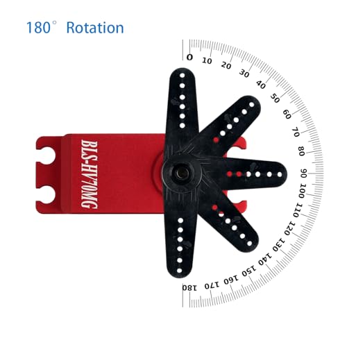 70KG Brushless Servo Waterproof High Torque RC Digital Servo Waterproof All-Metal Gear 180 Degree Controllable 4.8~8.4V Steering Servo for 1:8 1:10 RC Car Helicopter Airplane and Buggy Car