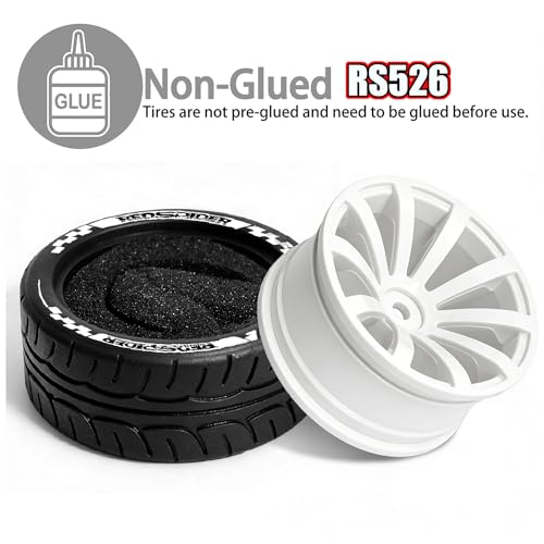 REDSPIDER 1/10 RC On-Road Wheel Tires 2.56" OD 10-Spoke Plastic Wheel hub and Rally Tires 12mm Hex Fit for 1/10 Tamiya TT01 TT02 XV02 XV01 WLtoys HSP Kyosho WR8 RedCat Sakura HPI (White) - color: White