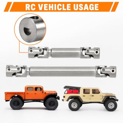 SCX24 Driveshaft Set, 20g Stainless Steel, 2-Pack | Front and rear center drive shafts, compatible with SCX24 Gladiator and Dodge Power Wagon RC crawler