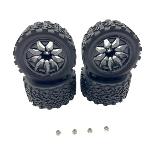 12mm Hex RC Wheels and Tires 1/10 Scale RC Truck Tires and Wheels OD 117MM for Traxxas Rustler Stampede 2wd 4x4 vxl Hoss E-Revo Redcat Volcano EPX RIAARIO AMORIL, Preglued 2.8" RC MT Tyres Wheels - style: Arrow Tread