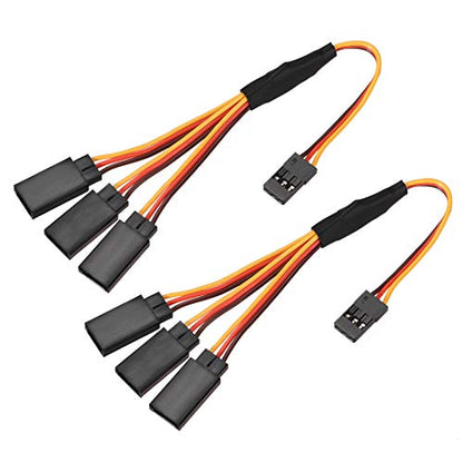 uxcell RC Products 4 Way Servo Wire Extension Cord 30 Core 168mm 3 Pin in Brown/Red/Orange 2pcs