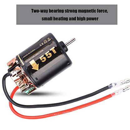 540 Brushed Motor, High Torque Crawler Performance 55T Electric Motor for Toy Big Trucks, Rock Crawling Models, Off-Road RC Cars