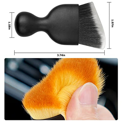 Blilo 2PCS Car Interior Detailing Brush with Dust Cover, Auto Soft Hair Cleaning Brushes, Scratch Free Curved Dirt Collectors, for Dashboard Air Conditioner Vents Leather Computer (Black/White/2PCS) | soft synthetic bristles, grooved handle, wet or dry us