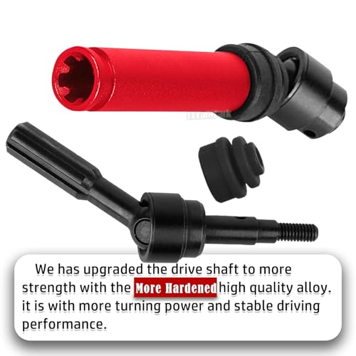 Drive Shaft Axles Upgrades Part for 1/10 4WD Slash/Rustler/Stampede/Jat0 4X4(BL-2s)(VXL),F0rd F15O,RC Front & Rear Steel DriveShaft CVD w/Hex Hops Up,#9051#9052,Red - color: Red - (4pcs Driveshafts)