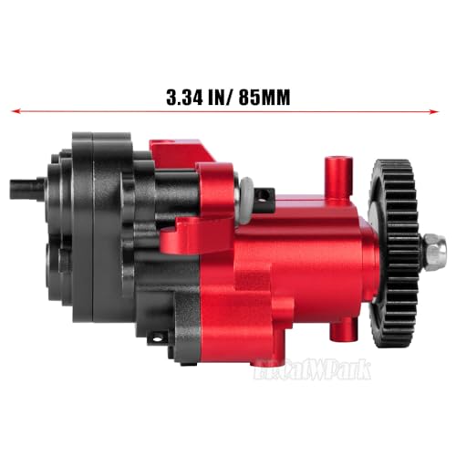 2 Speed Transmission Gearbox w/Metal Internal Gears and Bearings Upgrades Part for 1/10 TRX4 TRX6 RC Crawler Car,RC Aluminum Transmission Gearbox,Black/Red - color: Red & Black - (Gearboxs)