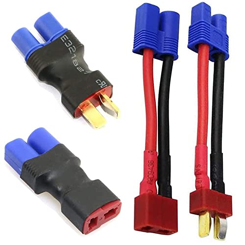 4pcs RC LiPo Battery Connector Adapter Compatible with EC3 to T Male Female Connectors ESC Charger(2 Pairs)