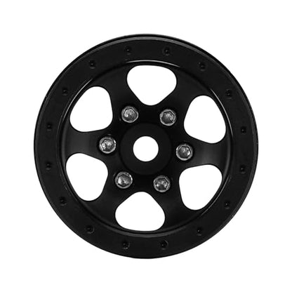 INJORA 1.0 Aluminium Beadlock Wheel for TRX4M 1/24 1/18 RC Crawler（Black） - color: Black