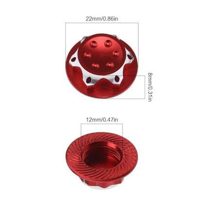 4Pcs RC Car 17mm Hex Wheel Nut Anti-Dust Cover Nut Replacement Fit for 1/8 RC Car Model RC Off-Road Truck Compatible with Redcat Compatible with E-Revo, Red - color: Red