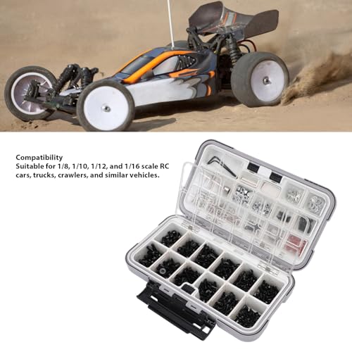 Drfeify RC Screw Kit, Stainless Steel M3 M4 Set with Hex Socket Head Cap Screws for 1/8 1/10 RC Crawlers Trucks Off Road Vehicles
