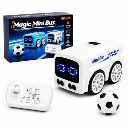 Magic Mini Bus Toy, 2.4GHz RC Line Following Car with Gesture Follow & Escape Modes, Rechargeable Inductive Bus with LED Lights, STEM Toy Gift for Kids Ages 3-8, White - color: White