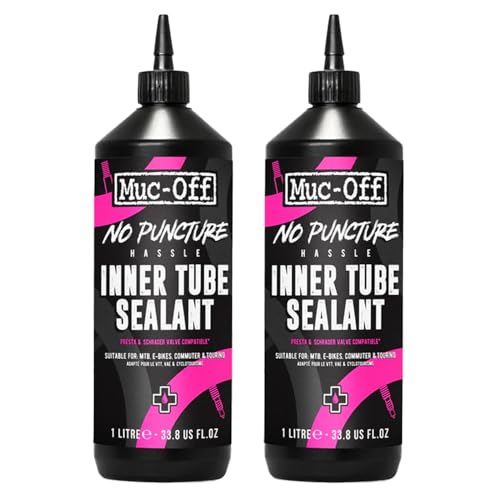 Muc-Off No Puncture Hassle Inner Tube Sealant 1Liter (Pack of 2) | Easy-to-Install Puncture Protection for Inner Tubes | Seals Holes Up to 4mm | Compatible with Presta & Schrader - size: 1L (Pack of 2)