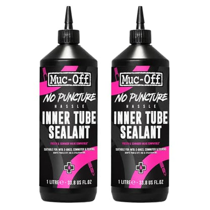 Muc-Off No Puncture Hassle Inner Tube Sealant 1Liter (Pack of 2) | Easy-to-Install Puncture Protection for Inner Tubes | Seals Holes Up to 4mm | Compatible with Presta & Schrader - size: 1L (Pack of 2)