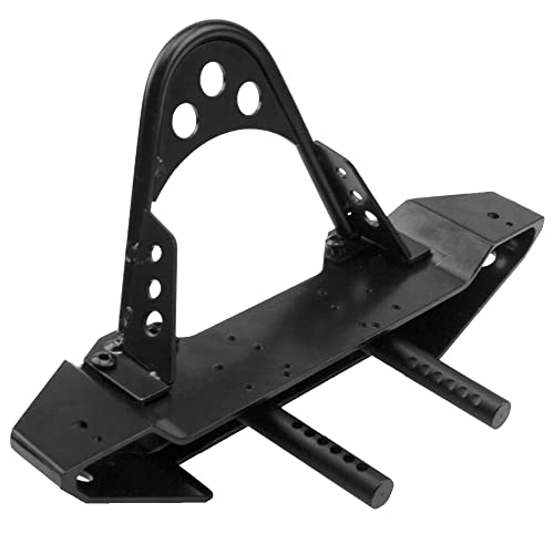 ShareGoo Metal RC Crawler Front Bumper with Tow Hook Led Light Compatible with Axial SCX10 Jeep SCX10 II 90046 90047 Traxxas TRX-4 RC4WD D90 Redcat Gen8 1/10 RC Crawler Car (Black)