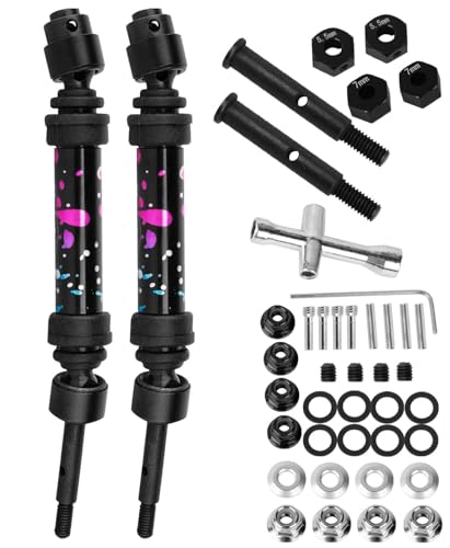RC Rear Drive Shaft CVD & Front Axles Upgrades Part for 1/10 Slash 2WD/Slash VXL 2WD,Stainless Steel #45 Driveshaft with Hex,Colorful - color: Colorful - Parts
