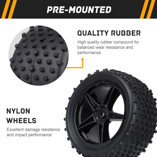 RC Buggy Wheels and Tires 12mm Hex for 1/10 Traxxas Bandit Losi Tenacity DB Pro Kyosho Yokomo 2S 3S Brushless Lipo Power RC Off Road Car(Non-Glued)