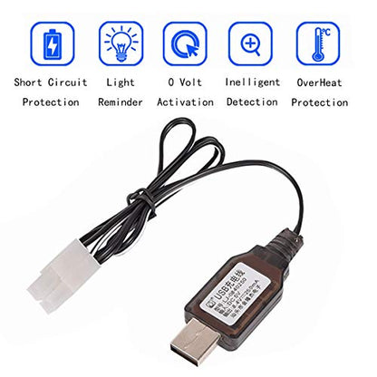 1 Pcs 8.4v 1400mah Ni-Cd Rechargable Battery Tamiya Plug KET-2P with 1 x USB Cable for RC Car RC Truck Tank
