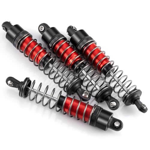 SCX10 TRX4 90MM Shocks Long Threaded Shock Absorber Oil Damper Set | Adjustable Suspension Shock Absorber Damper Kit with Spring for TRX4 TRX6 Axial SCX10 D90 90046 1/10 RC Car (Red-90MM) - color: Red-90MM