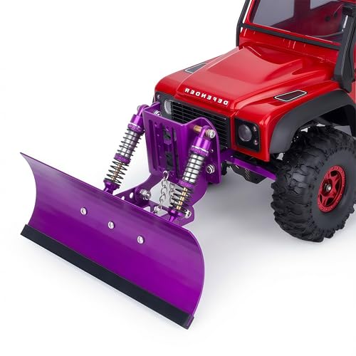 RC Snow Plow for TRX4M & SCX24, Adjustable Aluminum 1/18 1/24 RC Crawler Plow, Servo Operated Snow & Sand Shovel Upgrade, CNC Metal RC Plow Truck Accessory (Purple) - color: Purple