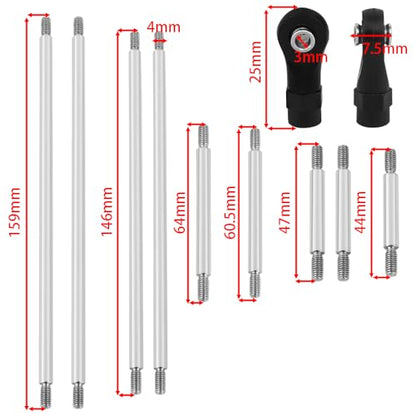 313/324mm LCG Girder Frame Hard Stainless Steel Linkage Link Rod End for 1/10 RC Crawler Axial SCX10 II III TRX4 Capra 1.9 UTB Metal Links Upgrades (TRX-4)