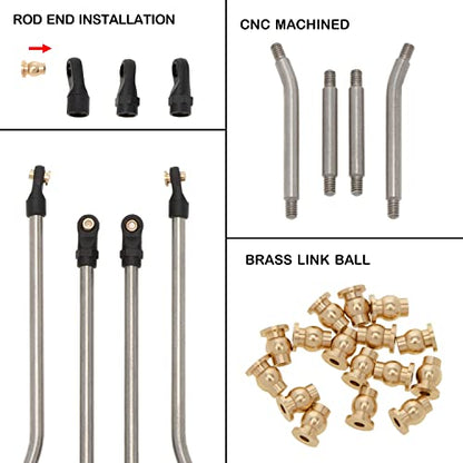 MEUS Racing SCX24 Links High Clearance Chassis Links Steering Links Set 10pcs 155mm Wheelbase for SCX24 Gladiator AXI00005 1/24 RC Crawler Car - size: 155mm