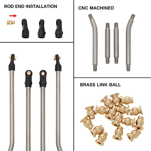 MEUS RACING SCX24 Links High Clearance Chassis Steering Links Set 10pcs 132mm Wheelbase for SCX24 C10 Bronco Wrangler 1/24 RC Crawler Car - size: 132mm