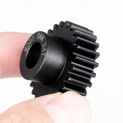LSG 8mm M1 24T Steel Pinion Gear for 1/5 X-MAXX RC Model Car Buggy Truck | Hardened Steel 8mm Shaft Motor M1 Pitch Gears Upgrade Parts - size: 24T